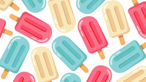 Colorful Popsicle Pattern on White Background Stock Footage 339980633