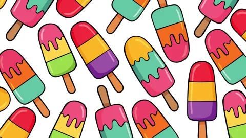 Colorful Popsicle Seamless Pattern Motion Graphics Background Cute Summer Ic Stock Footage 347753977