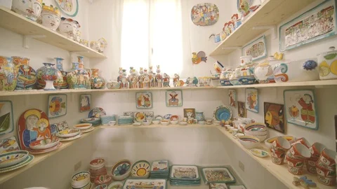 Colorful pottery objects Stock Footage 87131959