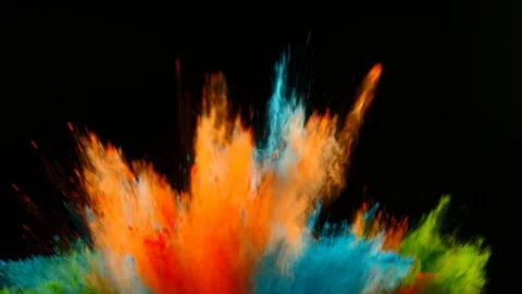Colorful powder exploding on black background in super slow motion. Video stock 116888729