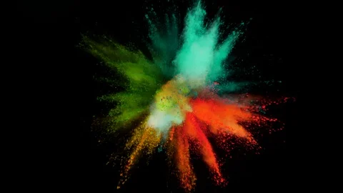 Colorful powder exploding on black background in super slow motion. Stock Footage 116889396