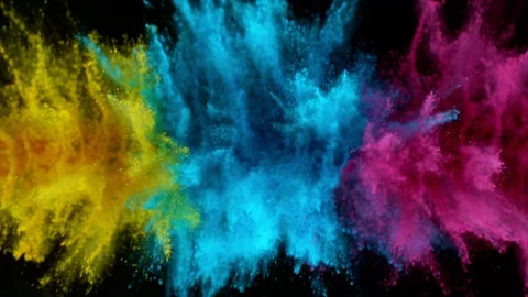 Colorful powder exploding on black background in super slow motion. Stock Footage 122821216