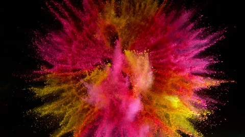 Colorful powder exploding on black background in super slow motion. Stock Footage 122824195