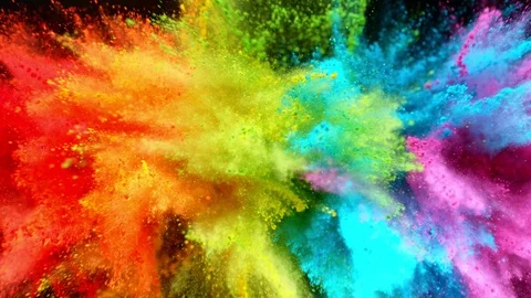 Colorful powder exploding on black background in super slow motion. Stock Footage 123274497