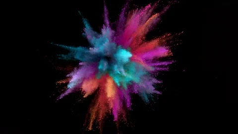 Colorful powder exploding on black background in super slow motion. Stock Footage 123274634