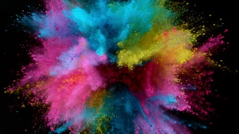 Colorful powder exploding on black background in super slow motion. Stock Footage 123706401