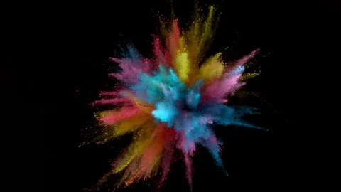 Colorful powder exploding on black background in super slow motion. Stock Footage 123707276