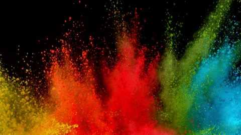 Colorful powder exploding on black background in super slow motion. Stock Footage 125403088