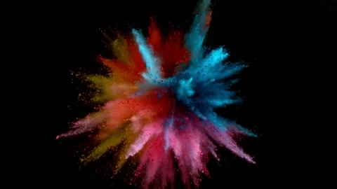 Colorful powder exploding on black background in super slow motion. Stock Footage 125403449