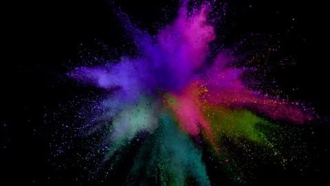 Colorful powder exploding on black background in super slow motion. Stock Footage 125403540