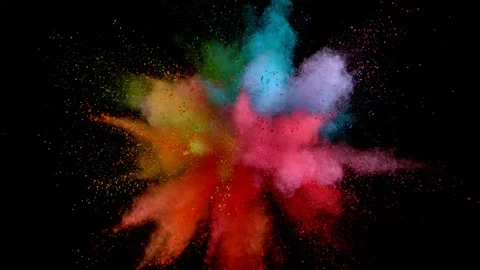 Colorful powder exploding on black background in super slow motion. Stock Footage 125403769