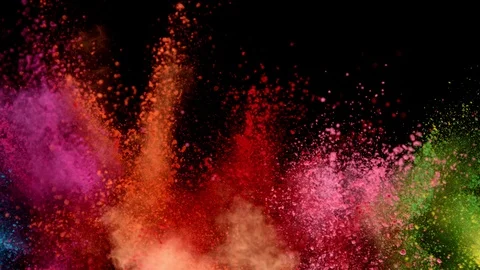 Colorful powder exploding on black background in super slow motion. Stock Footage 125404254