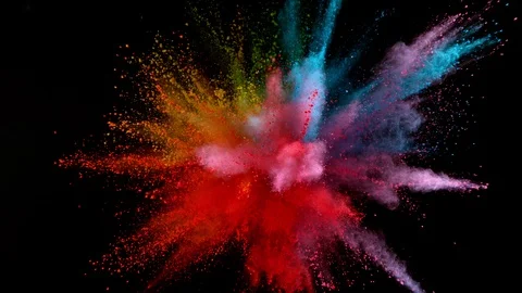 Colorful powder exploding on black background in super slow motion. Stock-Footage 126066464