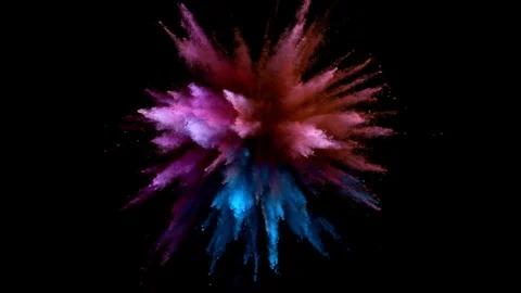 Colorful powder exploding on black background in super slow motion. Stock Footage 126066743