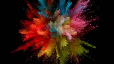 Colorful powder exploding on black background in super slow motion. Stock Footage 127699659