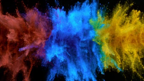Colorful powder exploding on black background in super slow motion. Stock Footage 129234954