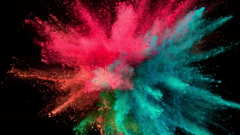 Colorful powder exploding on black background in super slow motion. 動画素材 129235157