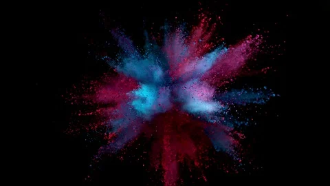 Colorful powder exploding on black background in super slow motion. Stock Footage 129237233