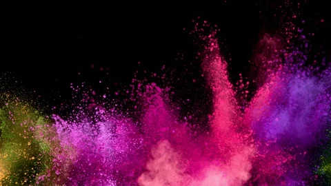 Colorful powder exploding on black background in super slow motion. Stock Footage 129238469