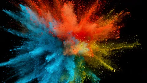Colorful powder exploding on black background in super slow motion. Stock Footage 129912230