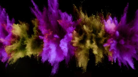 Colorful powder exploding on black background in super slow motion. Stock Footage 129913147
