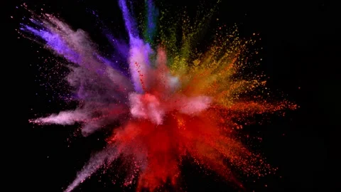Colorful powder exploding on black background in super slow motion. Stock Footage 133462369