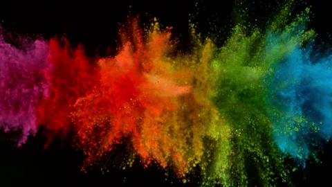 Colorful powder exploding on black background in super slow motion. Stock Footage 135276208