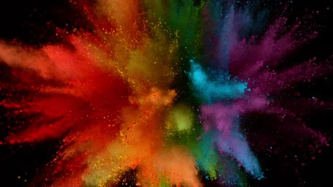 Colorful powder exploding on black background in super slow motion. Stock Footage 135276876