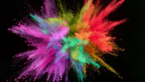 Colorful powder exploding on black background in super slow motion. Stock Footage 136586241