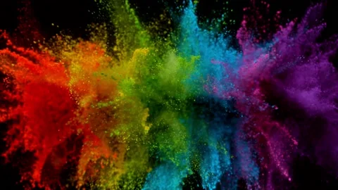 Colorful powder exploding on black background in super slow motion. Stock Footage 137105437
