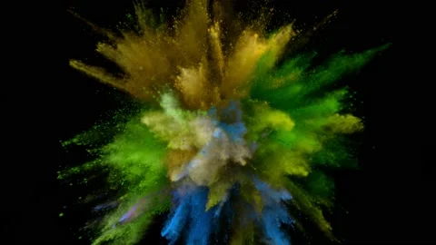 Colorful powder exploding on black background in super slow motion. Stock Footage 138180748