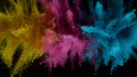 Colorful powder exploding on black background in super slow motion. Stock Footage 138960117