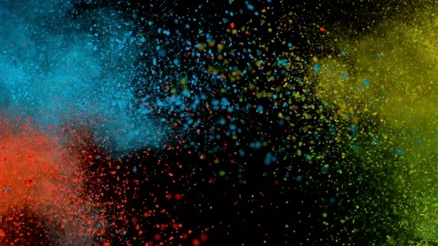 Colorful powder exploding on black background in super slow motion. Stock Footage 141179301