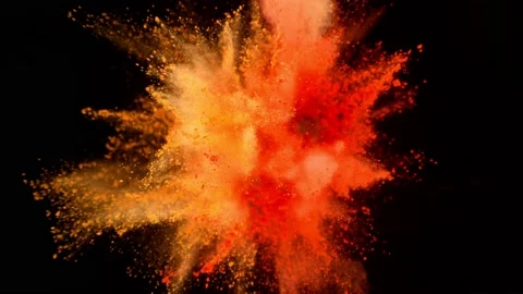 Colorful powder exploding on black background in super slow motion. Stock Footage 141179542