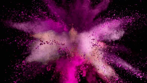 Colorful powder exploding on black background in super slow motion. Stock Footage 141180276