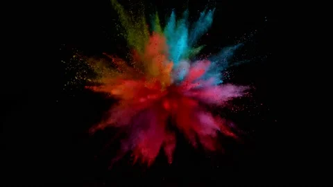 Colorful powder exploding on black background in super slow motion. Video stock 141181194