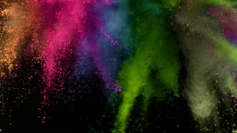 Colorful powder exploding on black background in super slow motion. Stock Footage 142608311