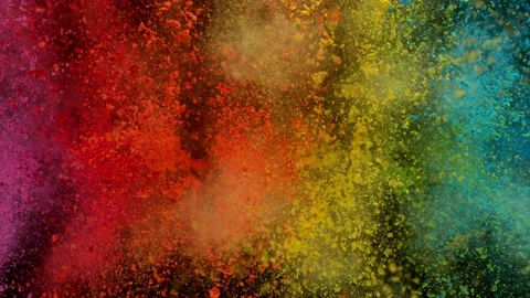 Colorful powder exploding on black background in super slow motion. Stock Footage 151735879