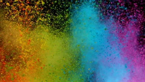 Colorful powder exploding on black background in super slow motion. Stock Footage 151736138