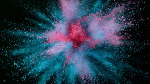 Colorful powder exploding on black background in super slow motion. Stock Footage 158570855