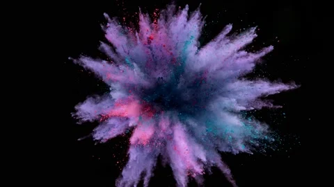 Colorful powder exploding on black background in super slow motion. Stock Footage 158570894