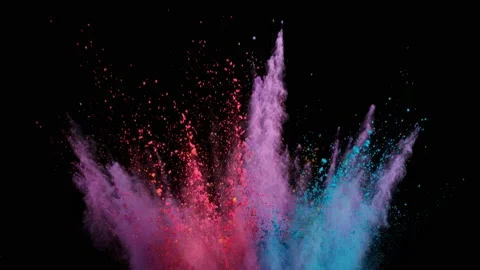 Colorful powder exploding on black background in super slow motion. Stock Footage 158571808