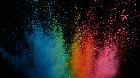 Colorful powder exploding on black background in super slow motion. Stock Footage 158572118