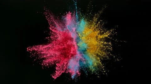 Colorful powder exploding on black background in super slow motion. Stock Footage 159470836