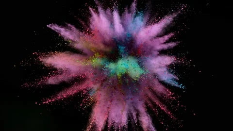 Colorful powder exploding on black background in super slow motion. Stock Footage 159470931