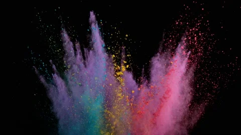 Colorful powder exploding on black background in super slow motion. Stock Footage 159471117