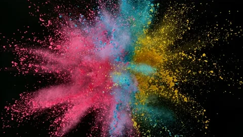 Colorful powder exploding on black background in super slow motion. Stock Footage 160728331