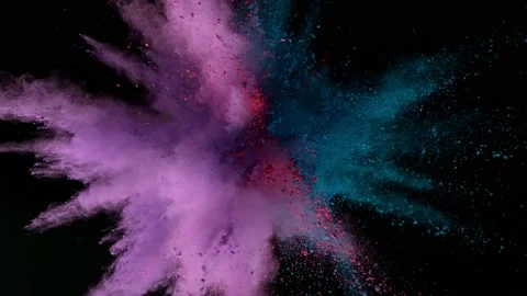 Colorful powder exploding on black background in super slow motion. Stock Footage 160728368