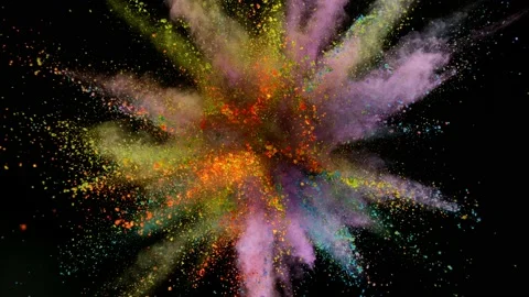 Colorful powder exploding on black background in super slow motion. Stock Footage 160728592