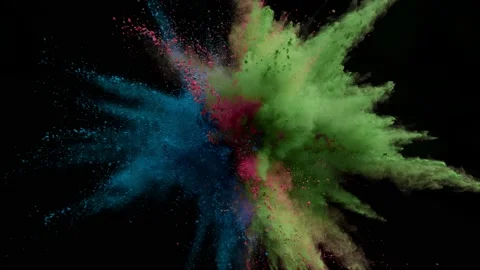 Colorful powder exploding on black background in super slow motion. Stock Footage 162782854